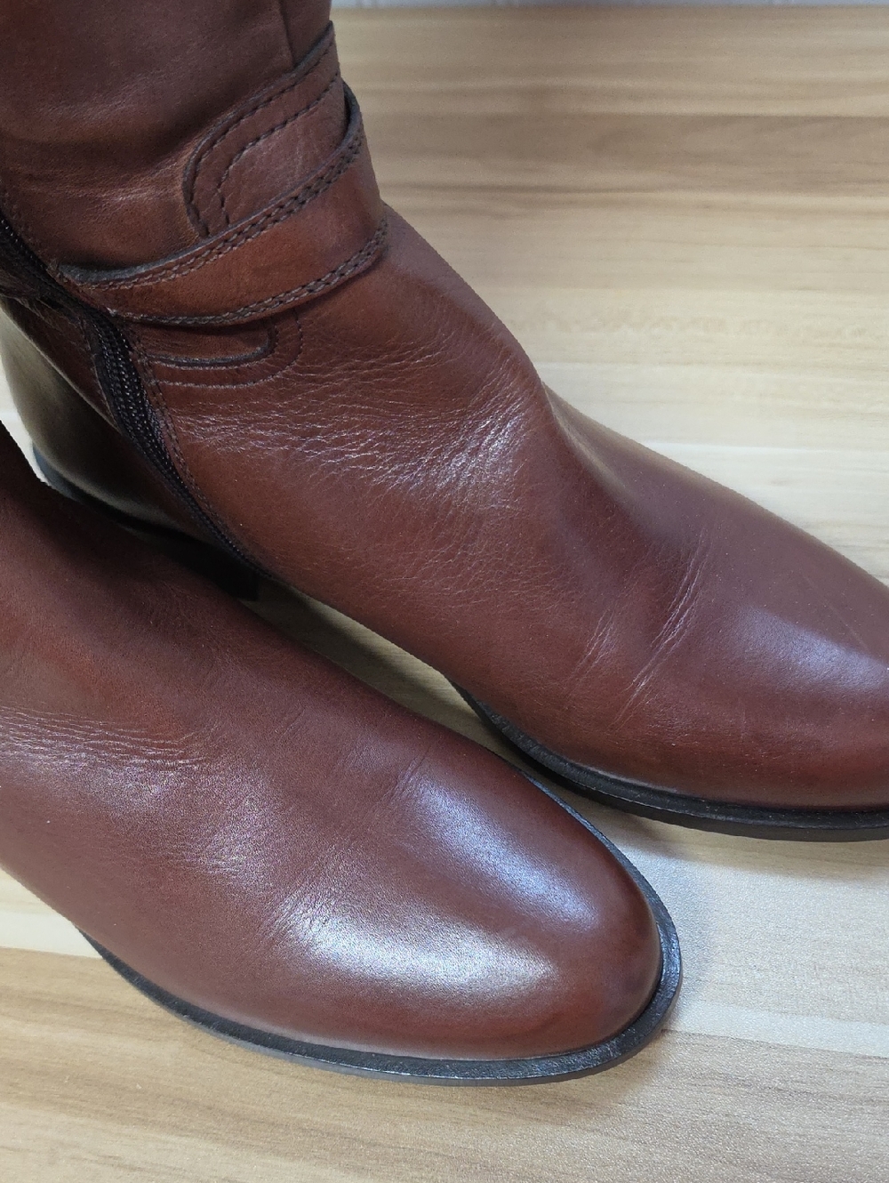 Garnet Hill Brown Italy Women's Riding Boot Zipper Low Heel Size 9.5 - Picture 2 of 12